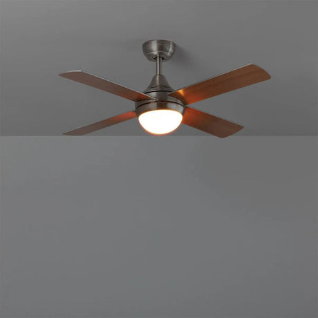 plafondventillator met lichtbron opaal glas hout