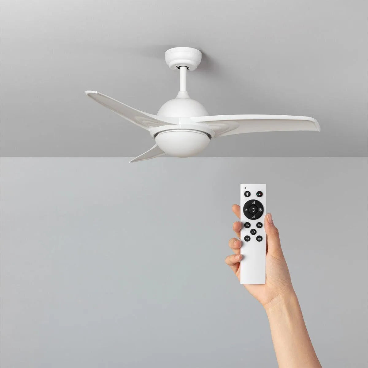 plafondventilator met lamp wit rond met afstandsbediening1