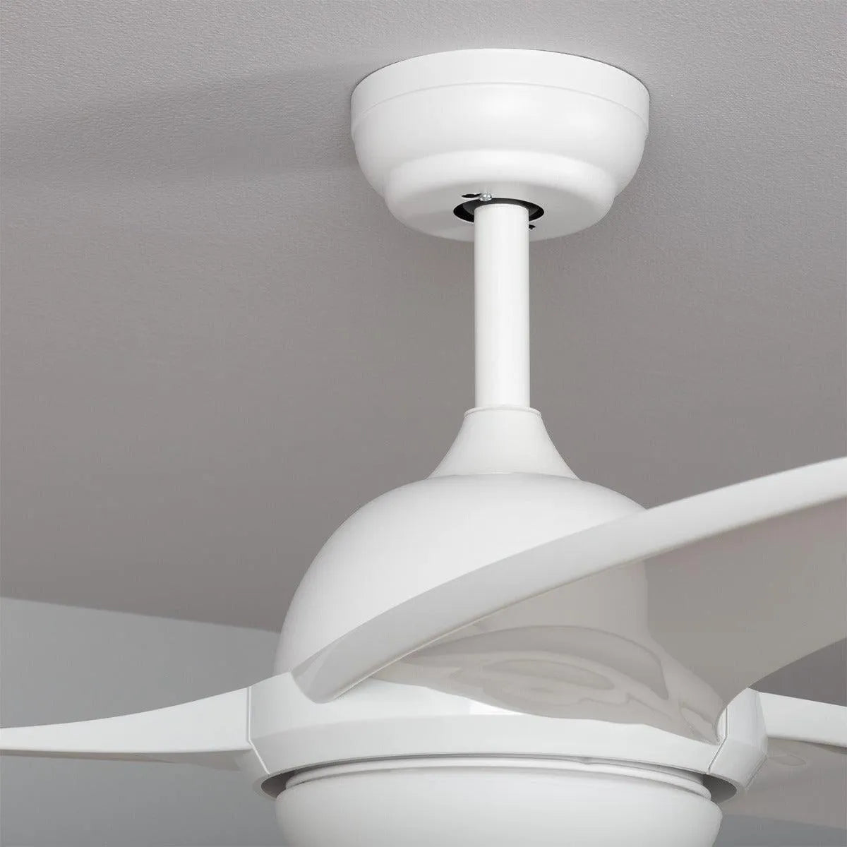 plafondventilator wit rond afstandsbediening met licht stil geruisloos