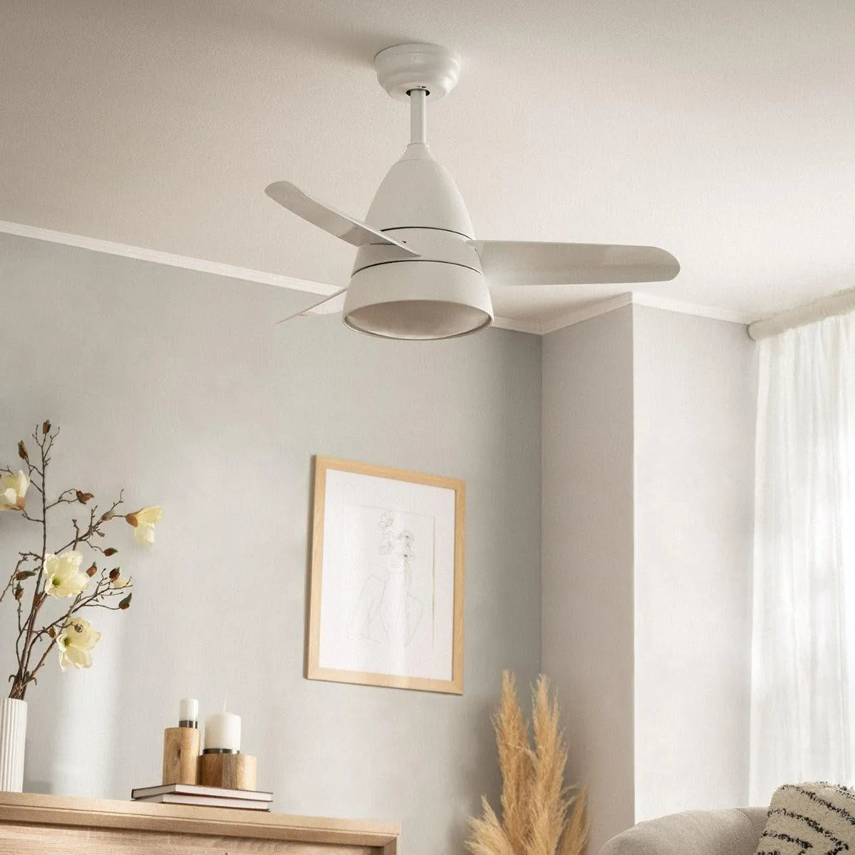 Ventilator wit modern met led lichtbron lamp lamp 910mm - FOIR