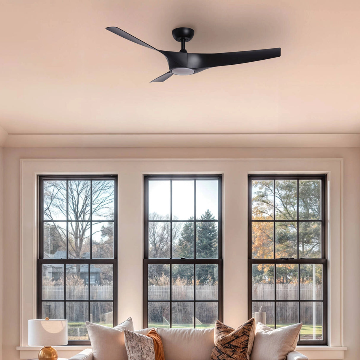 Plafondventilator Zwart EGEN led stil rond led 132cm