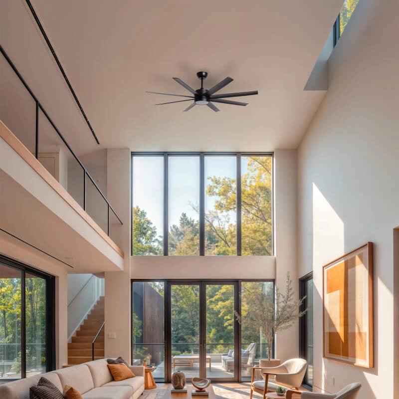 Stille plafondventilator zwart 'Hydra' met LED 157cm - FOIR