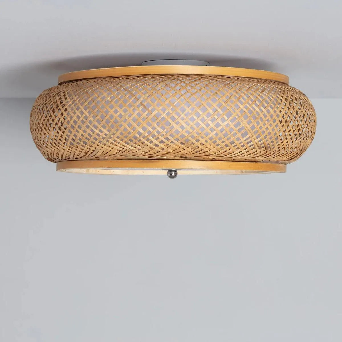 Plafondlamp gevlochten bamboe E27 fitting 'Louis' 40 cm - FOIR