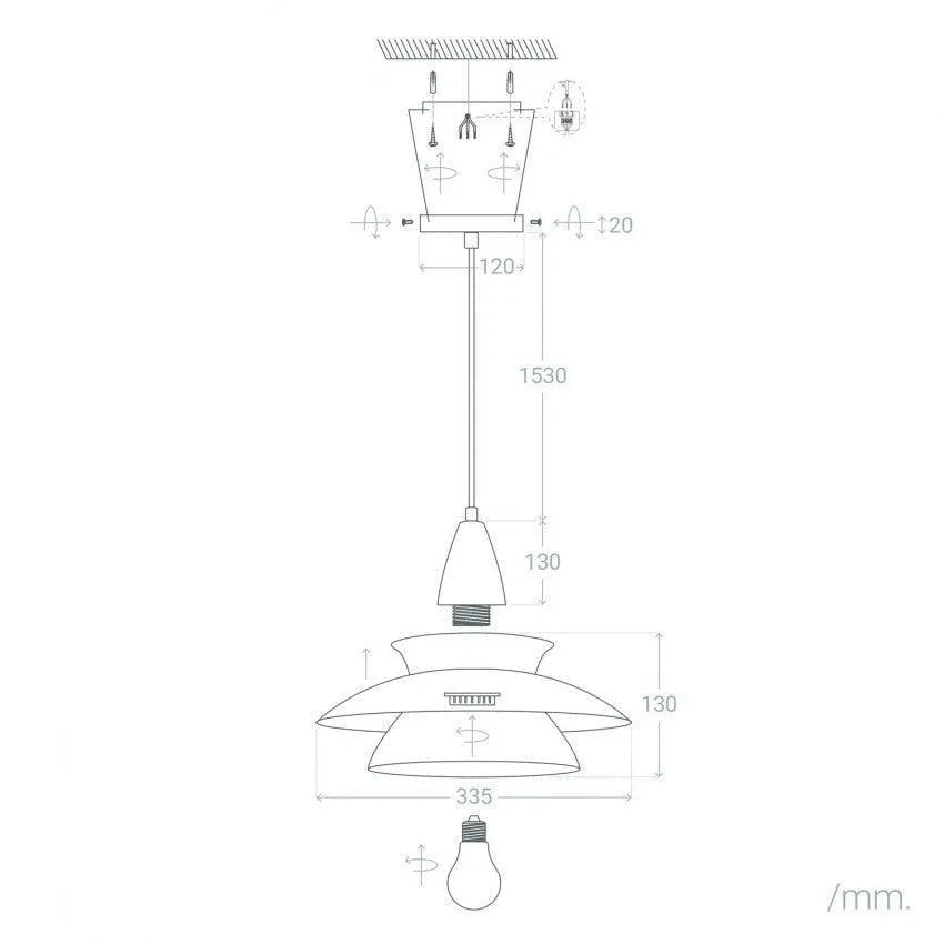 Retro hanglamp 335mm E27 fitting zwart metaal