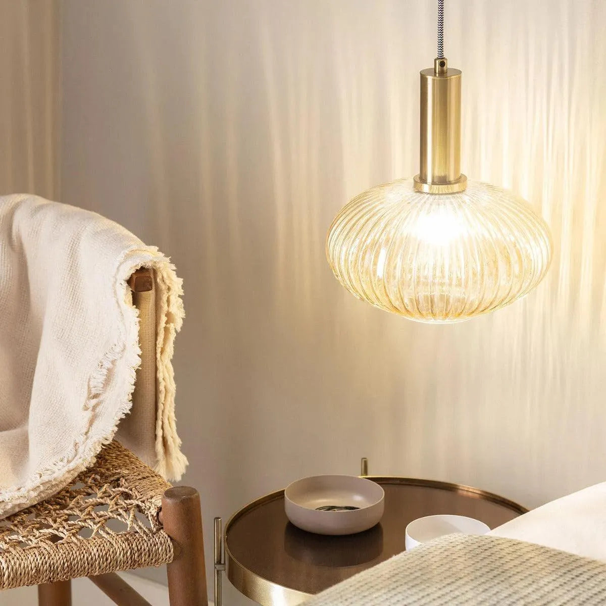 hanglampje e27 fitting gouden elementen glas