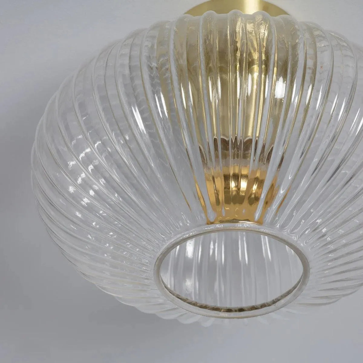 plafondlamp vintage design met e27 fitting rond glazen kap en goud
