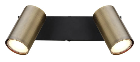 Plafondspot 2 spots zwart & antiek messing GU10 Robby - FOIR
