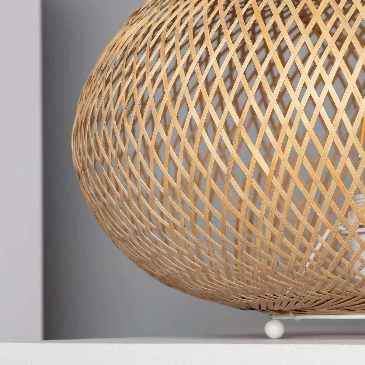 Tafellamp rotan met E27 fitting stekker & schakelaar 'Jordi' - FOIR