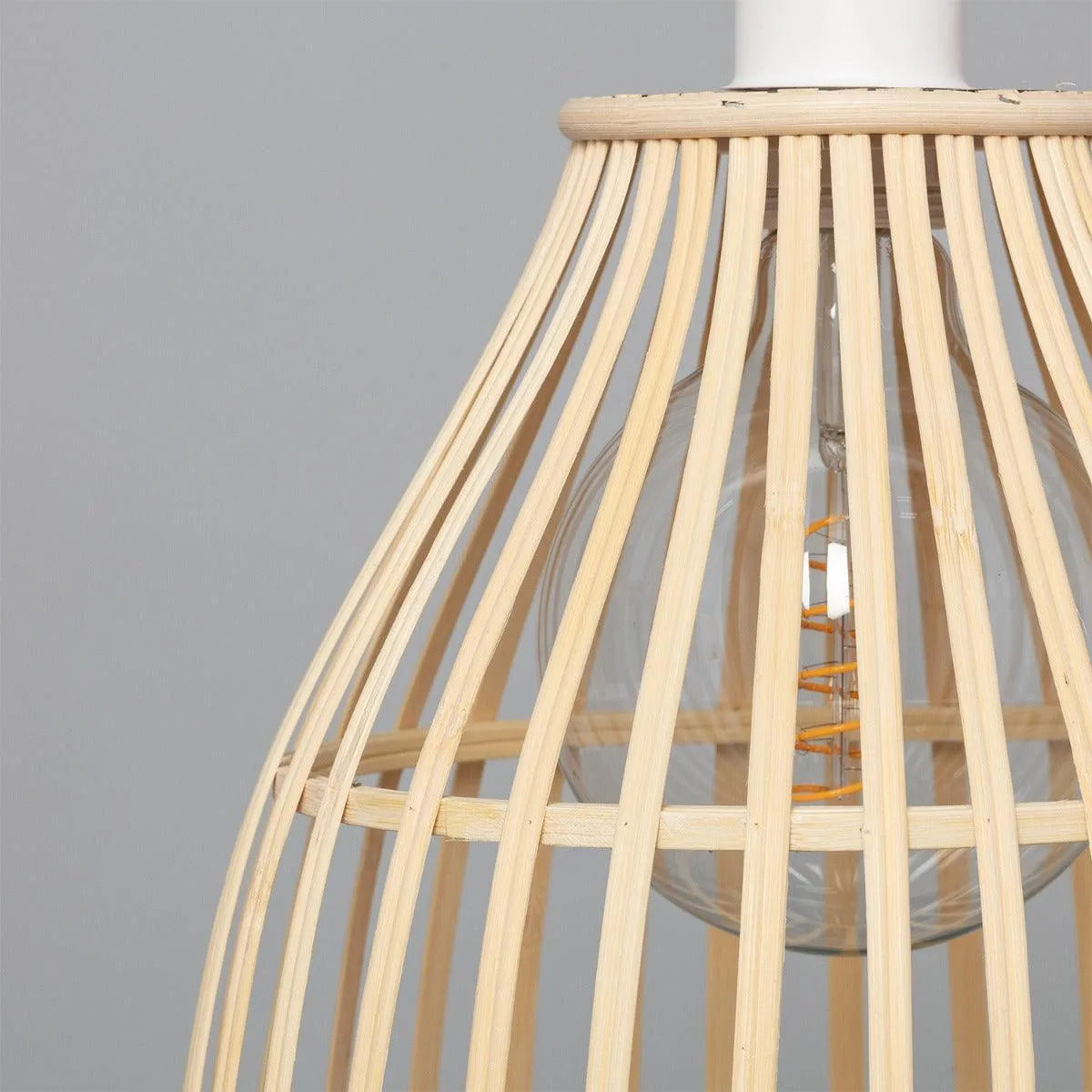 Hanglamp gevlochten rotan 'Zuni' e27 fitting bruin wit hanglamp 30 cm - FOIR