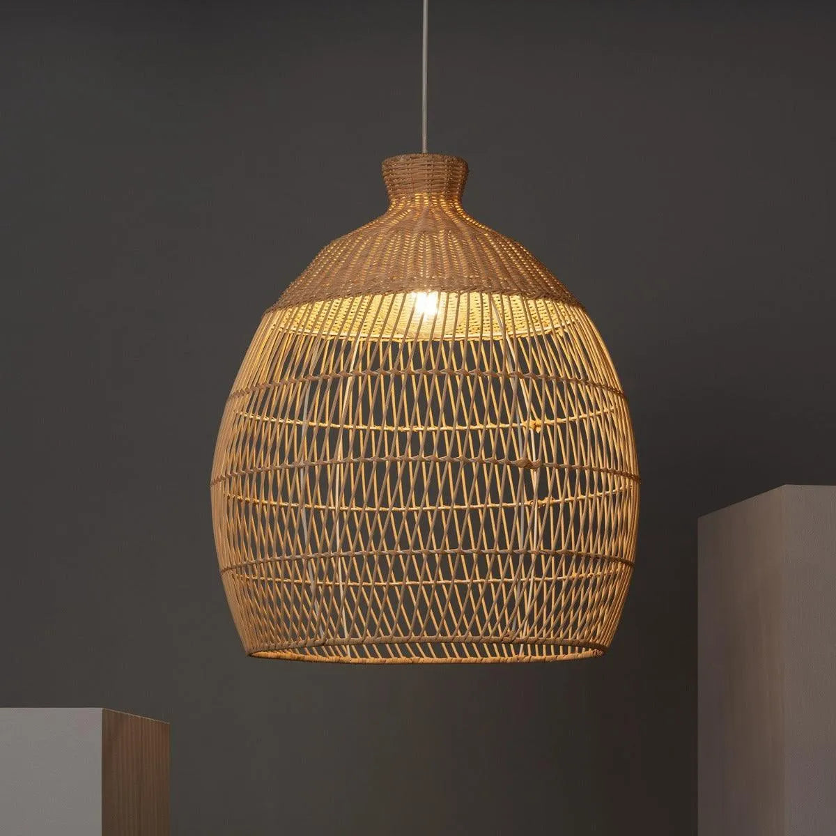 Hanglamp modern rotan bruin 'Futan' gevlochten modern e27 fitting 50 cm - FOIR