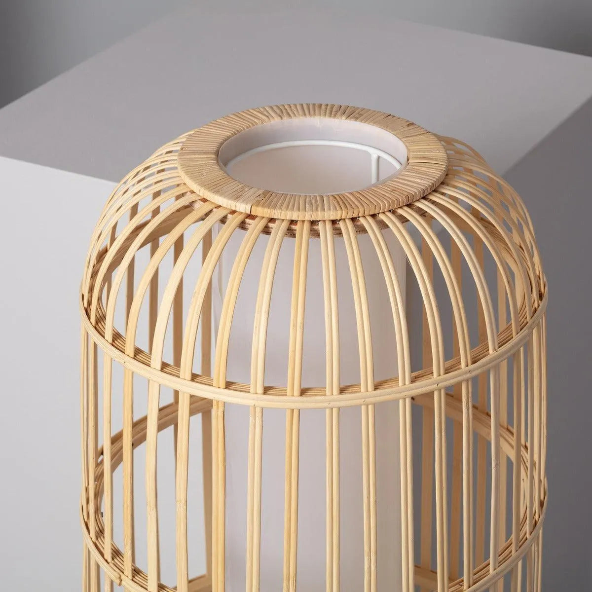 Vloerlamp rotan gevlochten e27 fitting 113cm stekker led lamp