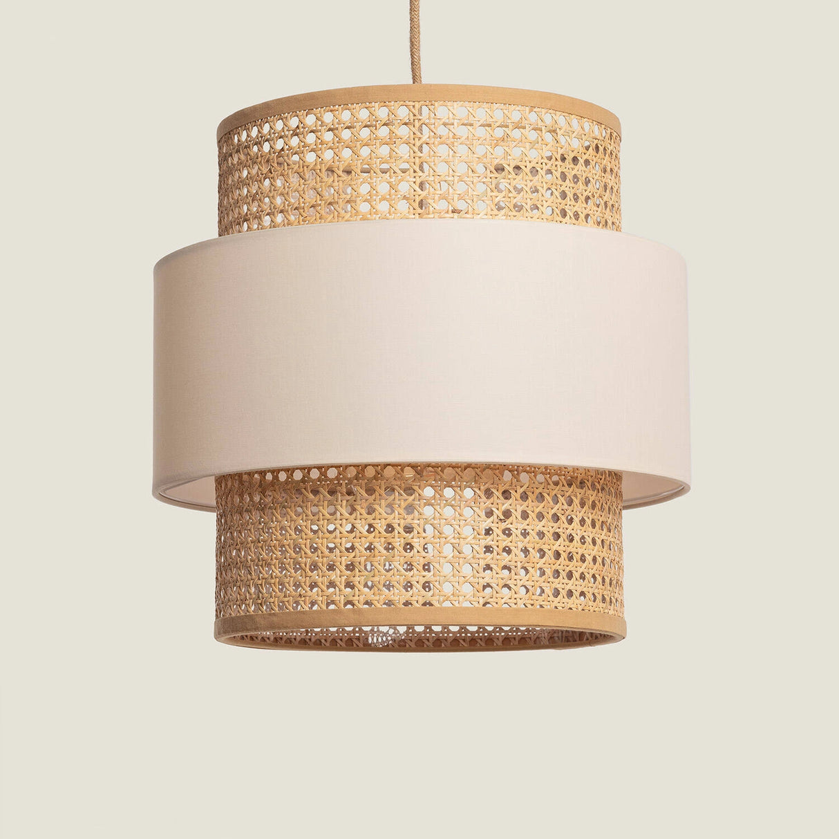 Hanglamp beige E27 gevlochten rond 40 cm
