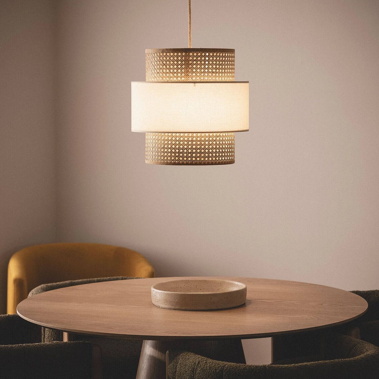 Hanglamp beige E27 gevlochten rond 40 cm