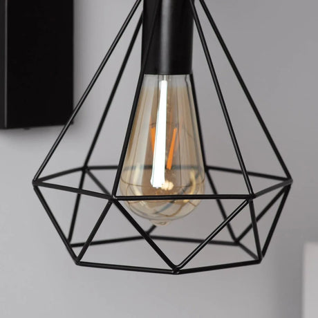 Kooilamp e27 fitting zwart staal hout