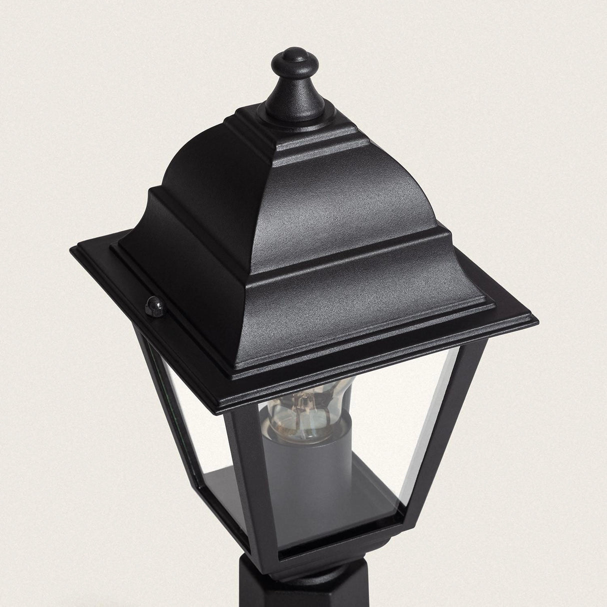 Sokkellamp zwart E27 fitting aluminium glas