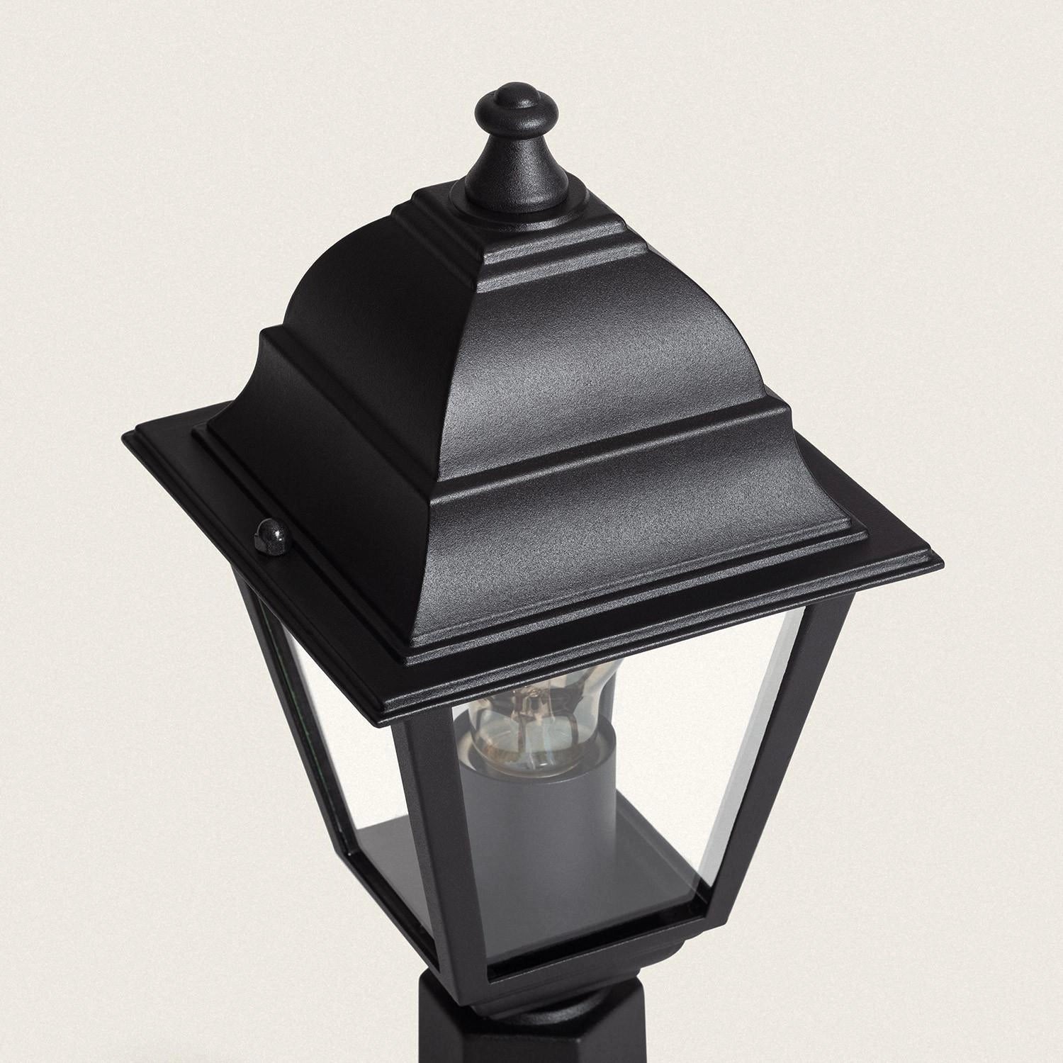 Sokkellamp zwart E27 fitting aluminium glas