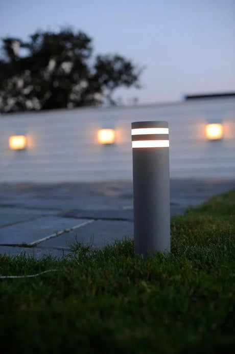 Staande buitenlamp donker grijs 'Focus' gu10 led lamp rond IP44 400mm - FOIR