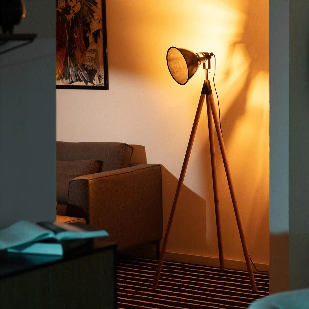 Driepoot vloerlamp industrieel led