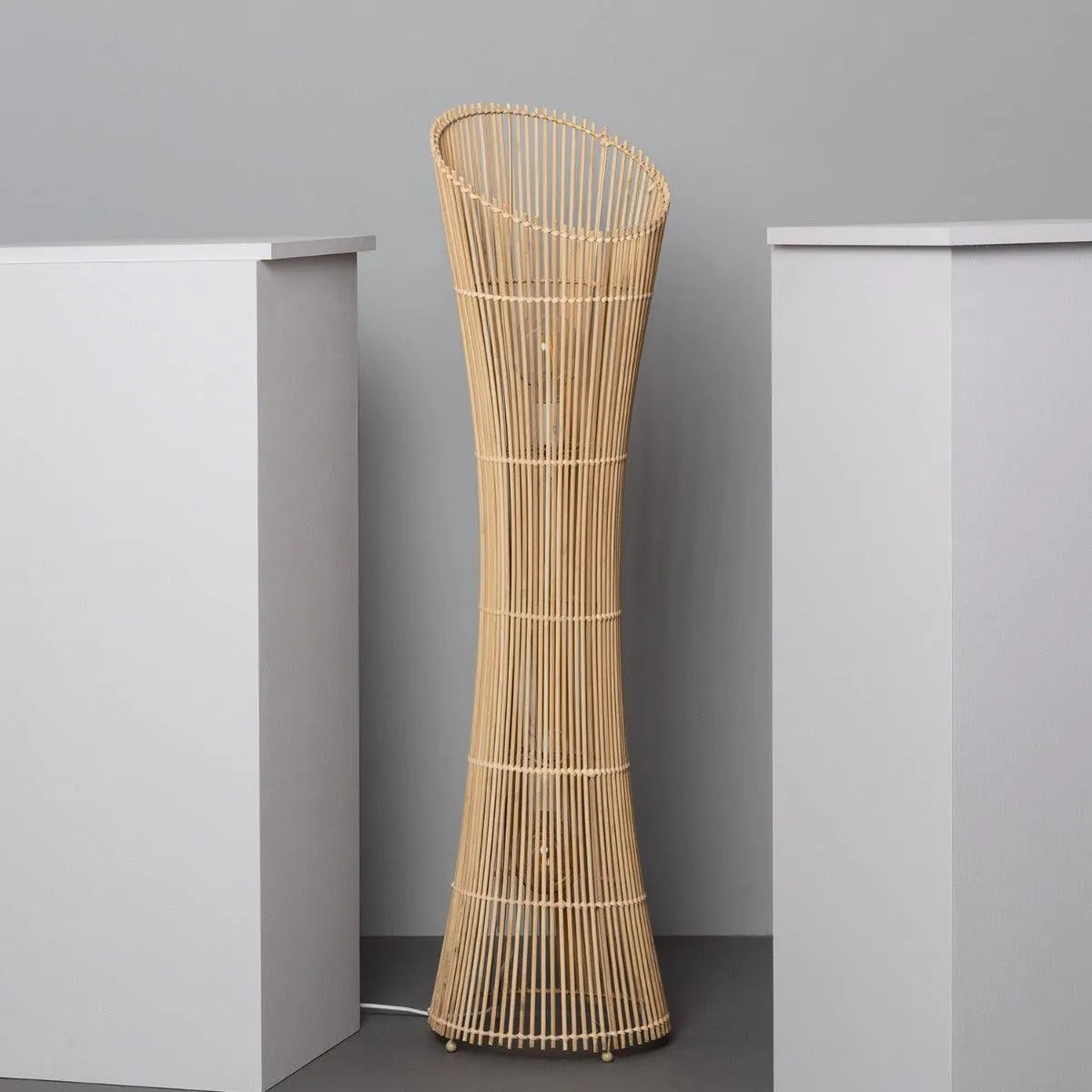 Vloerlamp hout 'Mandy' 2x E27 fitting open ontwerp 118 cm - FOIR