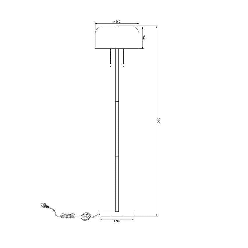 Staande lamp zwart 'Bodine' E27 fitting zwart led lamp schakelaar 150cm - FOIR