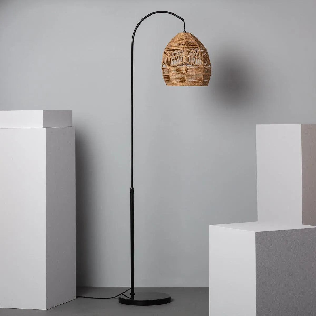 Vloerlamp 'Benado' gevlochten kap vloerlamp E27 fitting 116cm - FOIR