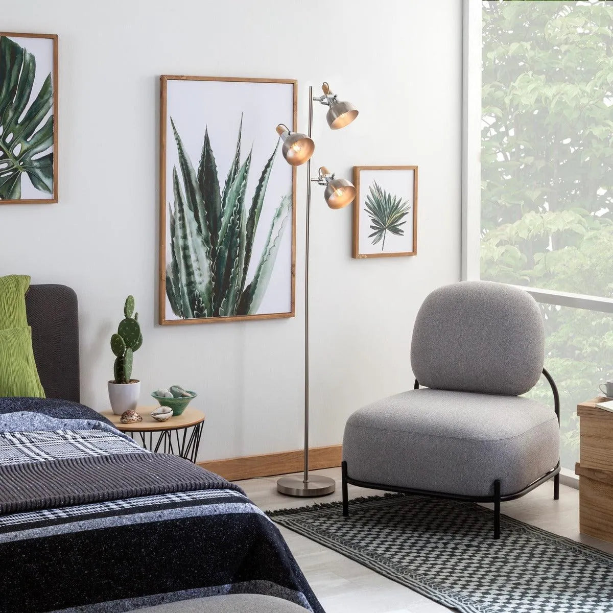 Vloerlamp zilver led lamp modern hout verstelbaar