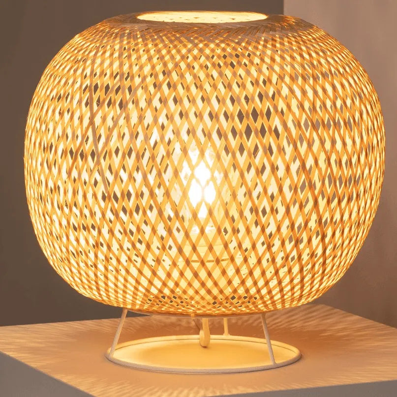 Rotan tafellamp gevlochten 'Lucia' modern rotan lamp modern 330mm - FOIR