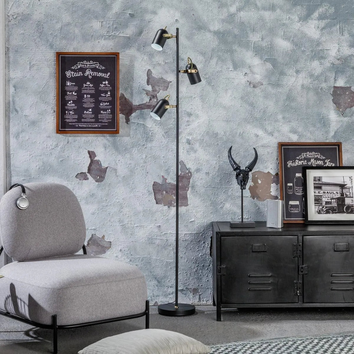 Staande lamp e14 fitting zwart goud