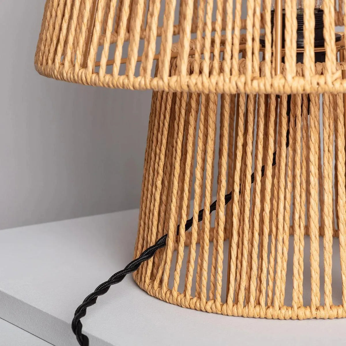 Tafellamp gevlochten papier met E27 fitting & schakelaar 'Ilan' 39 cm - FOIR