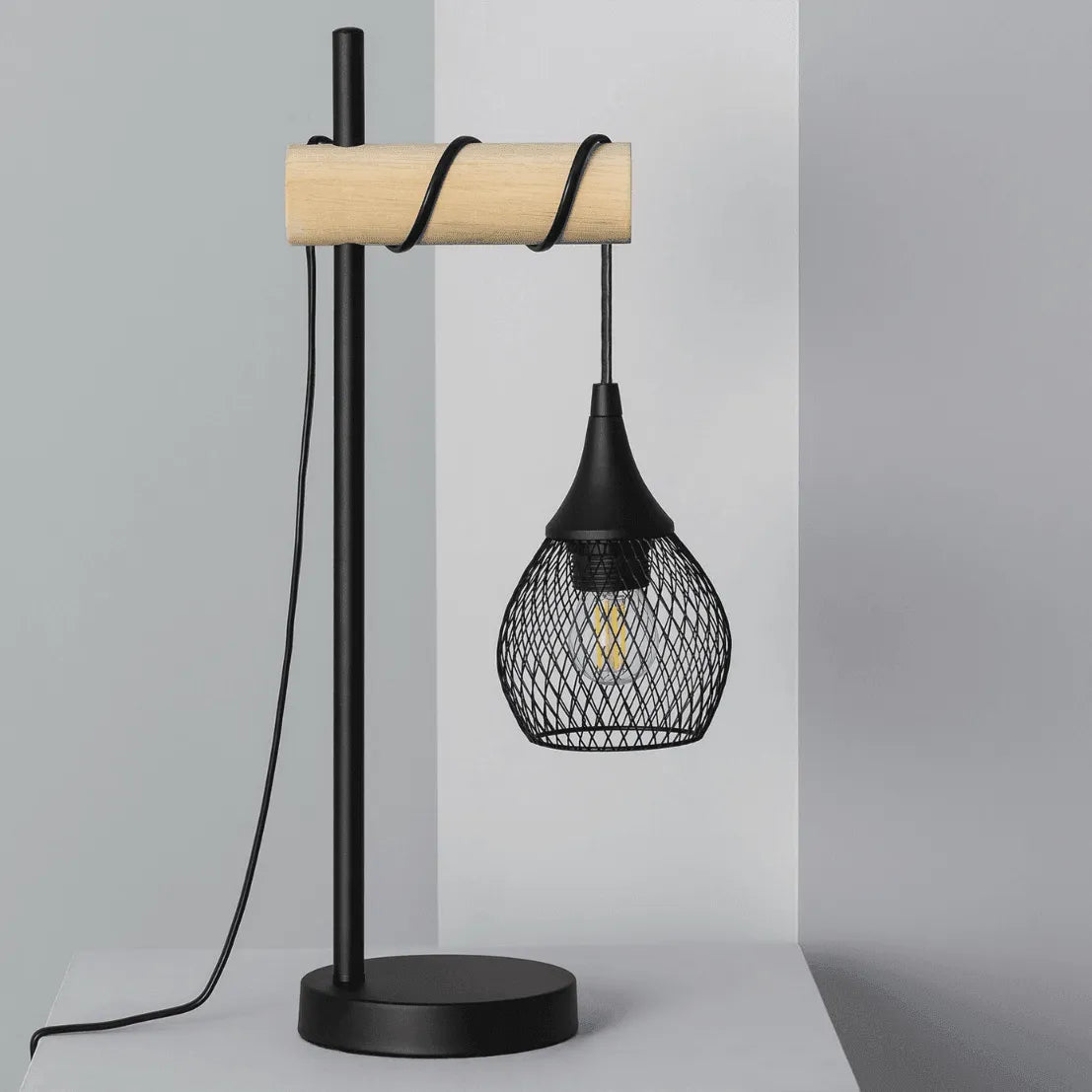 Tafellamp zwart 'Mona' modern E14 fitting led lamp 50 cm - FOIR