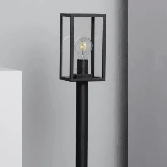 Staande buitenlamp zwart industrieel tuinpadverlichting frame tuinverlichting 68 cm E27 fitting - FOIR