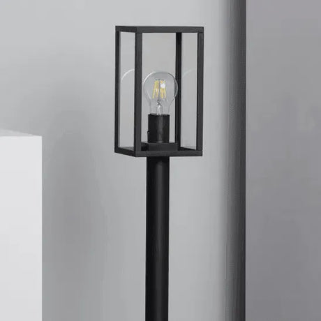 Staande buitenlamp zwart industrieel tuinpadverlichting frame tuinverlichting 68 cm E27 fitting - FOIR