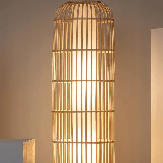 Staande rotan hout 'Desin' 2X E27 bruin natuurlijk 113 cm - FOIR