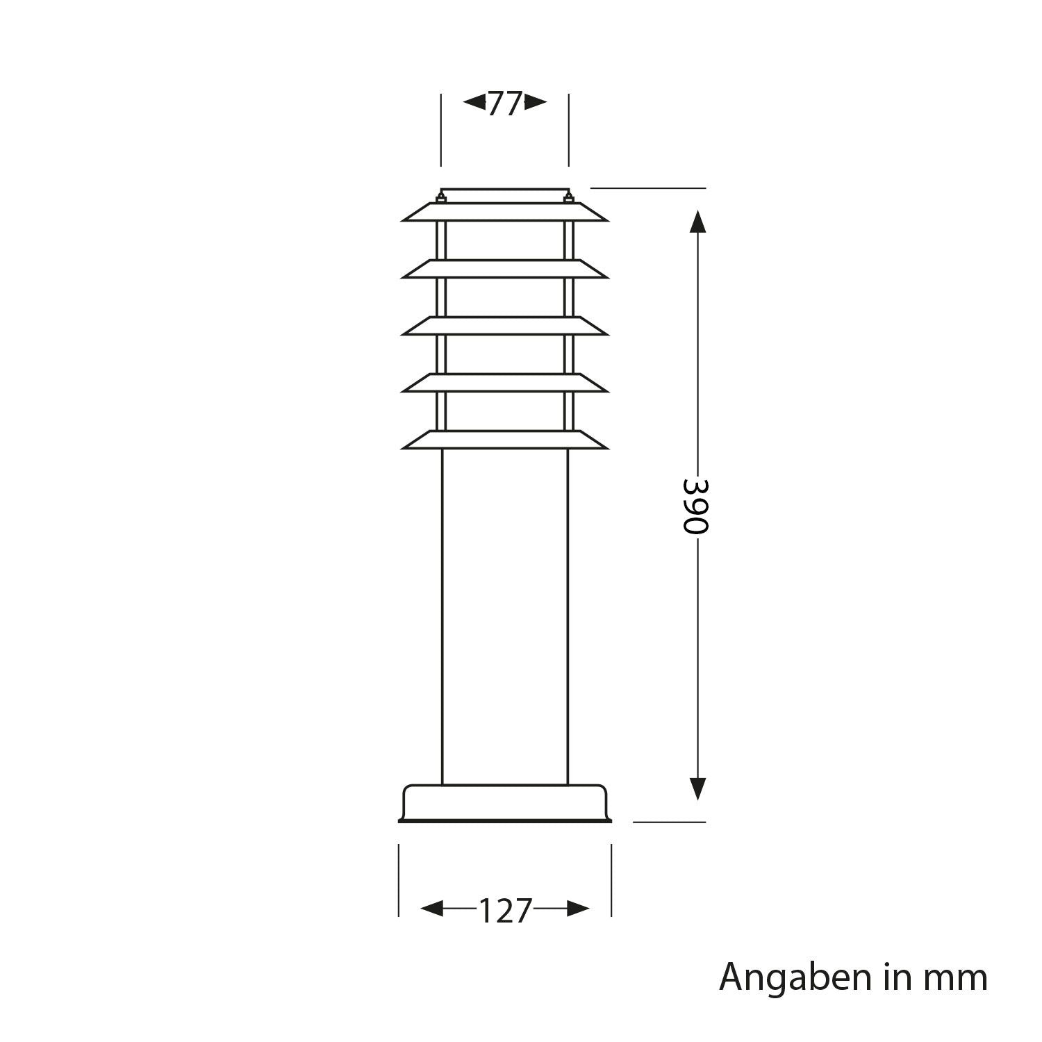 Staande buitenlamp Metaal Poller E27 tuinpadverlichting 39 cm