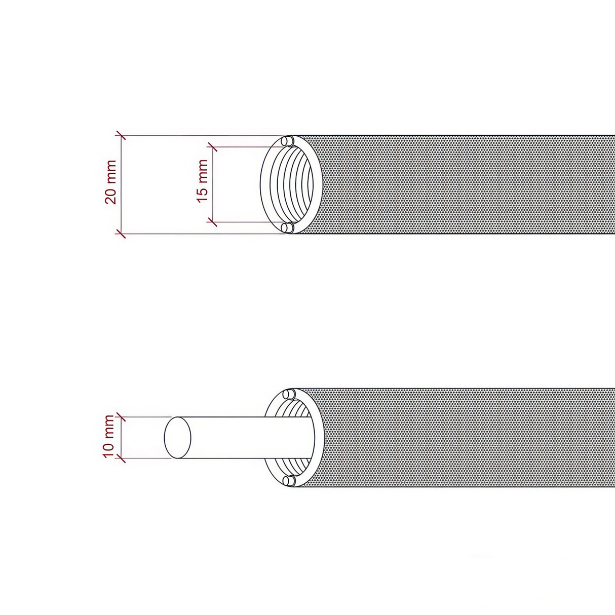 Buis zwart met stoffen afwerking (per meter)