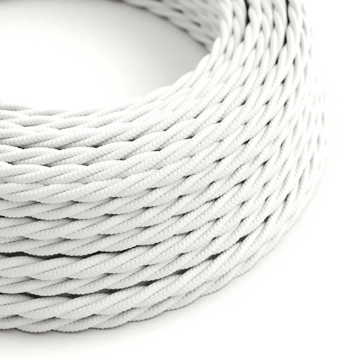 Strijkijzersnoer wit 3 aderig stoffen snoer