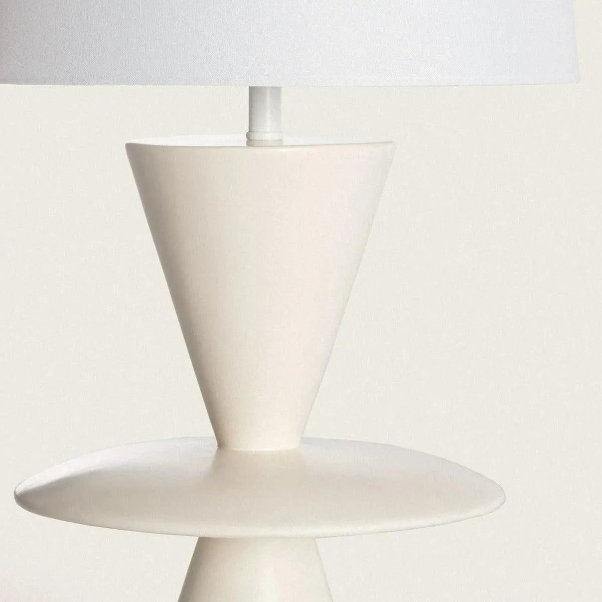 Beige tafellamp modern met stoffen kap E27 fitting stekker en schakelaar 'Kiona' 56cm - FOIR