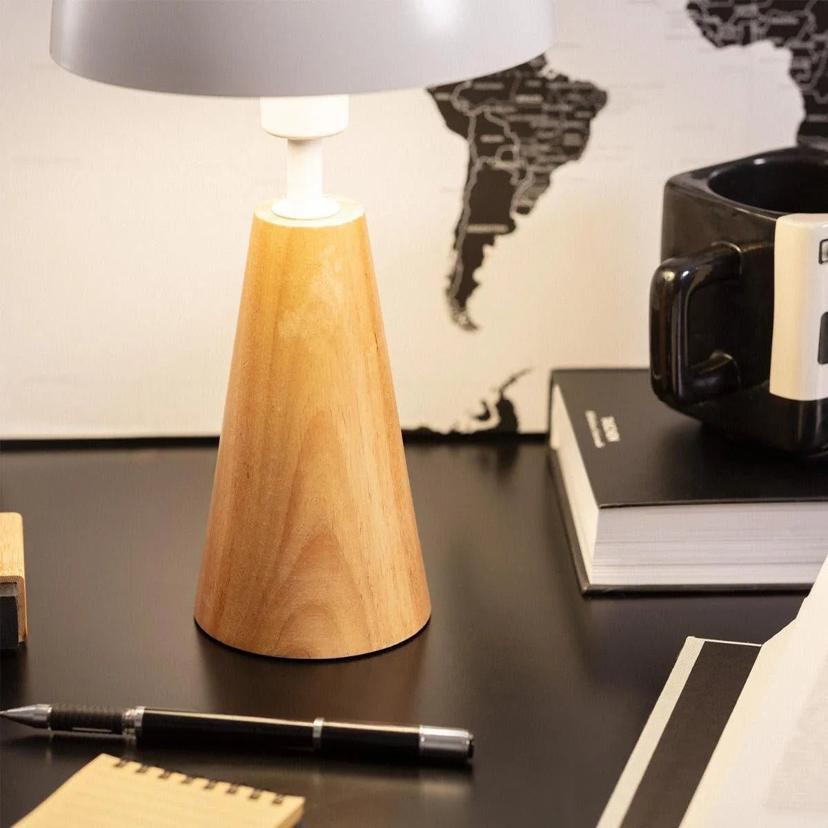 Tafellamp hout wit 'Daya' hout wit E14 fitting modern witte kap - FOIR