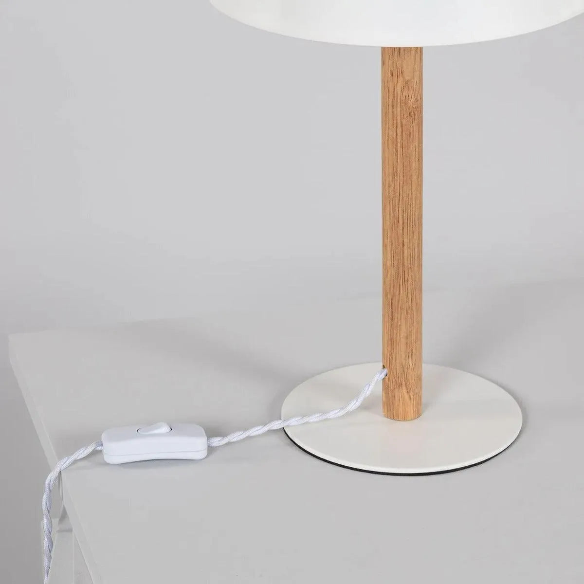 Tafellamp hout metaal 'Woods' met stekker en schakelaar 36 cm - FOIR