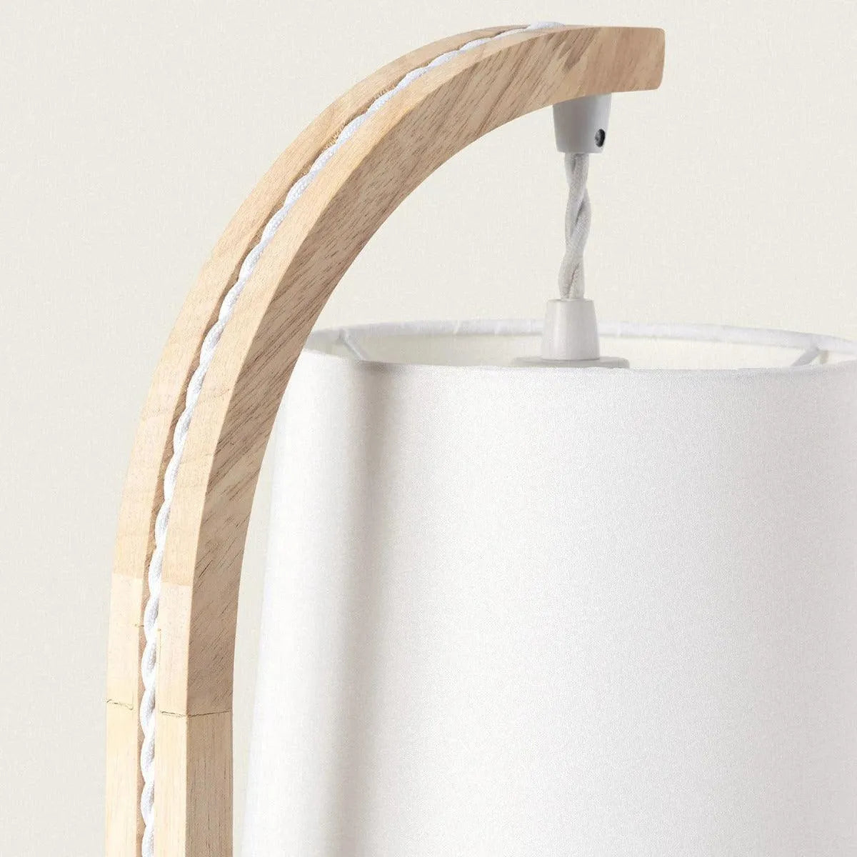 Tafellamp wit met hout E14 fitting schakelaar & stekker 'Natasja' - FOIR