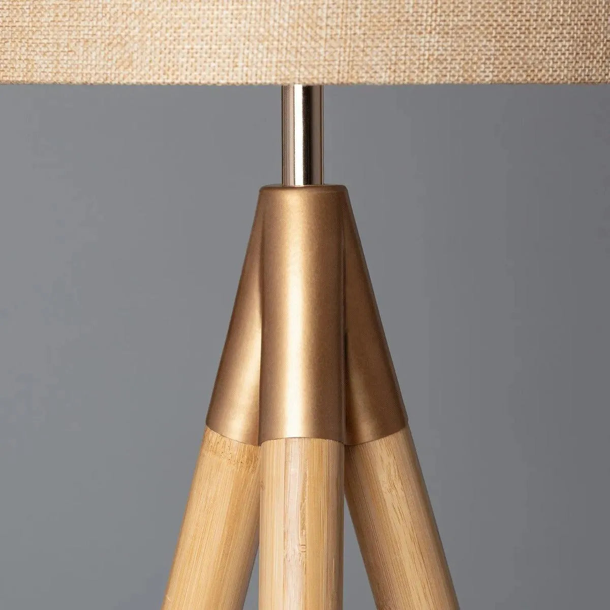 Tafellamp beige goud & bruin met 3 houten poten 'Didi' - FOIR