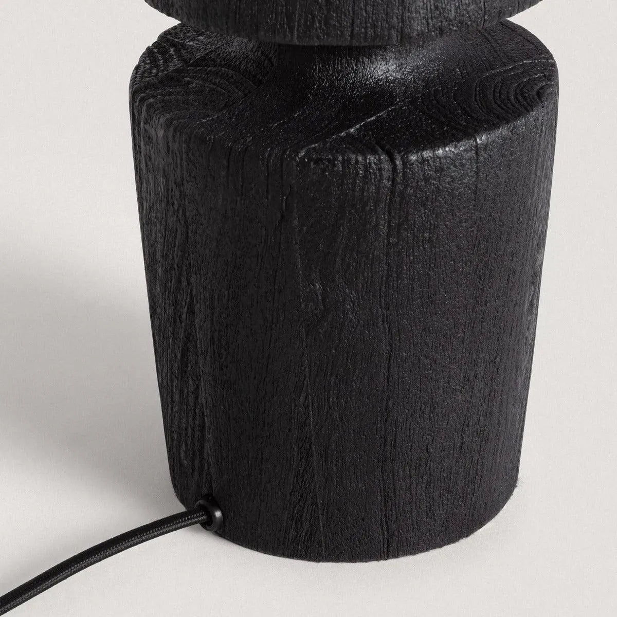 Tafellamp met houten voet en stoffen kap E27 fitting schakelaar 'Tessel' 58 cm - FOIR