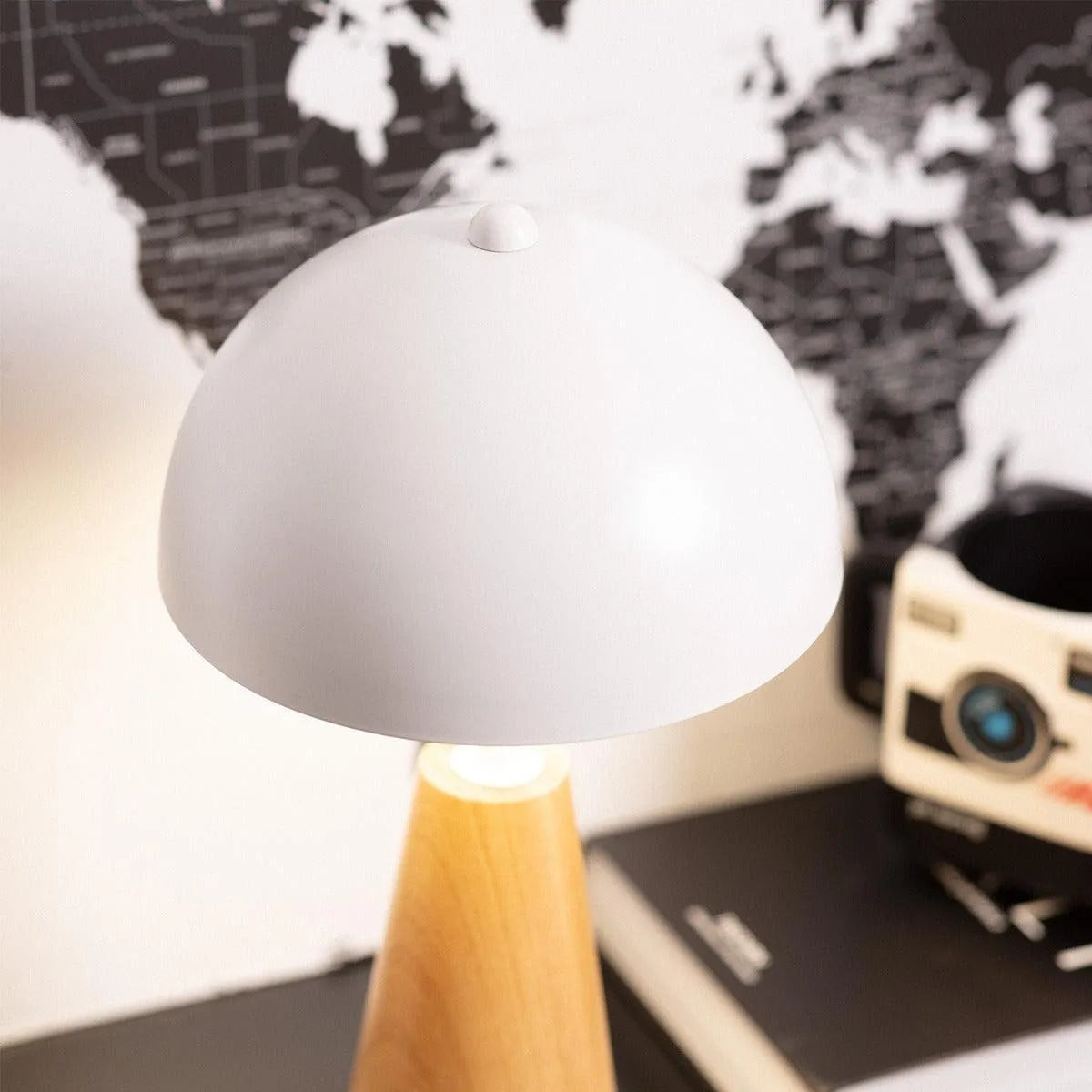 Tafellamp hout wit 'Daya' hout wit E14 fitting modern witte kap - FOIR