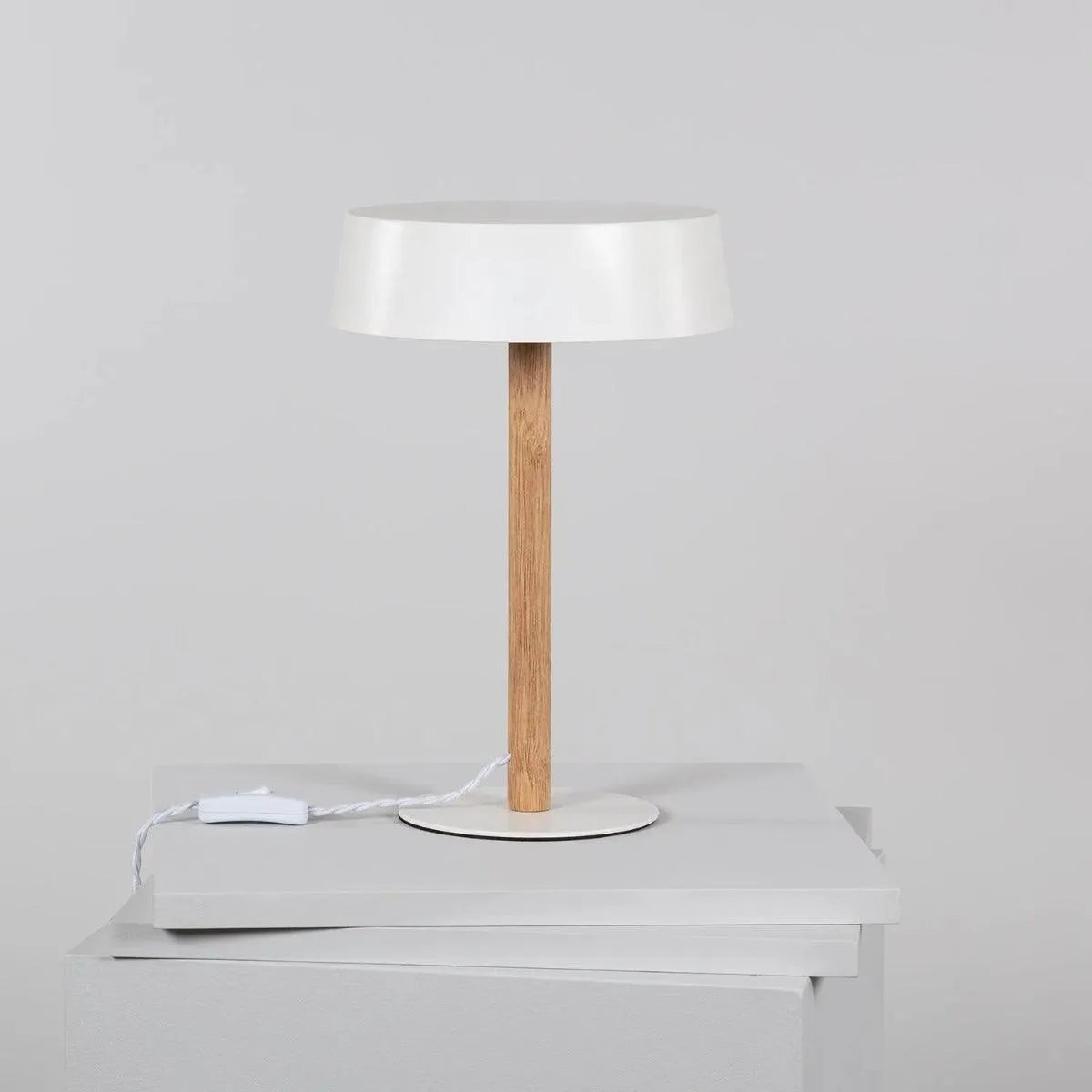 Tafellamp hout metaal 'Woods' met stekker en schakelaar 36 cm - FOIR