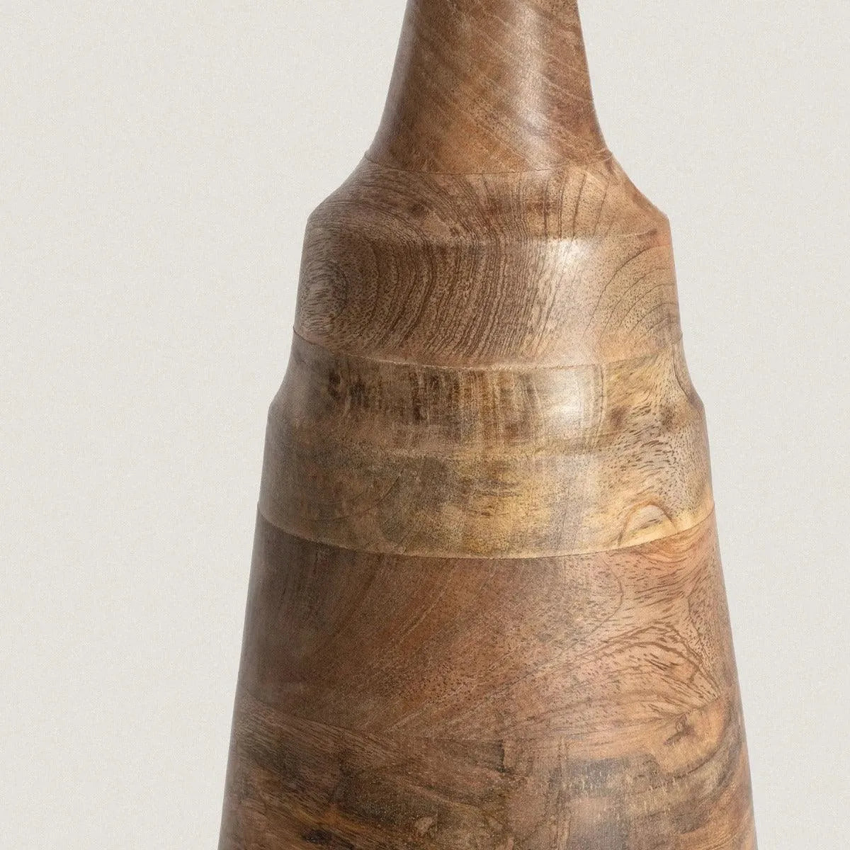 Tafellamp houten voet en witte stoffen kap 'Rio' - FOIR