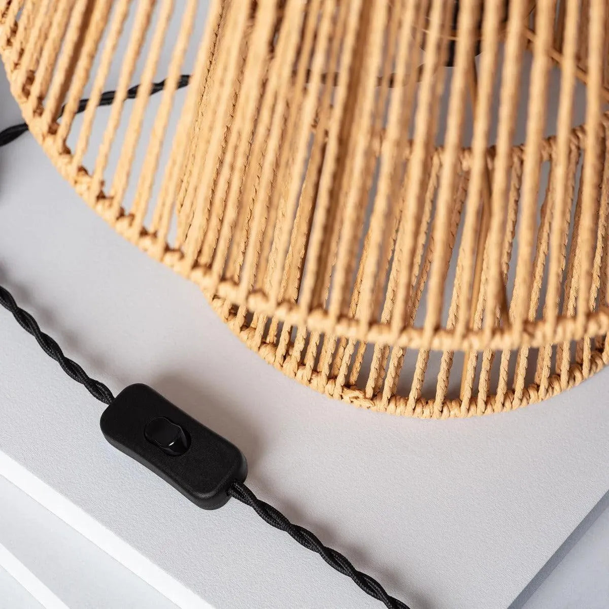 Tafellamp gevlochten papier met E27 fitting & schakelaar 'Ilan' 39 cm - FOIR