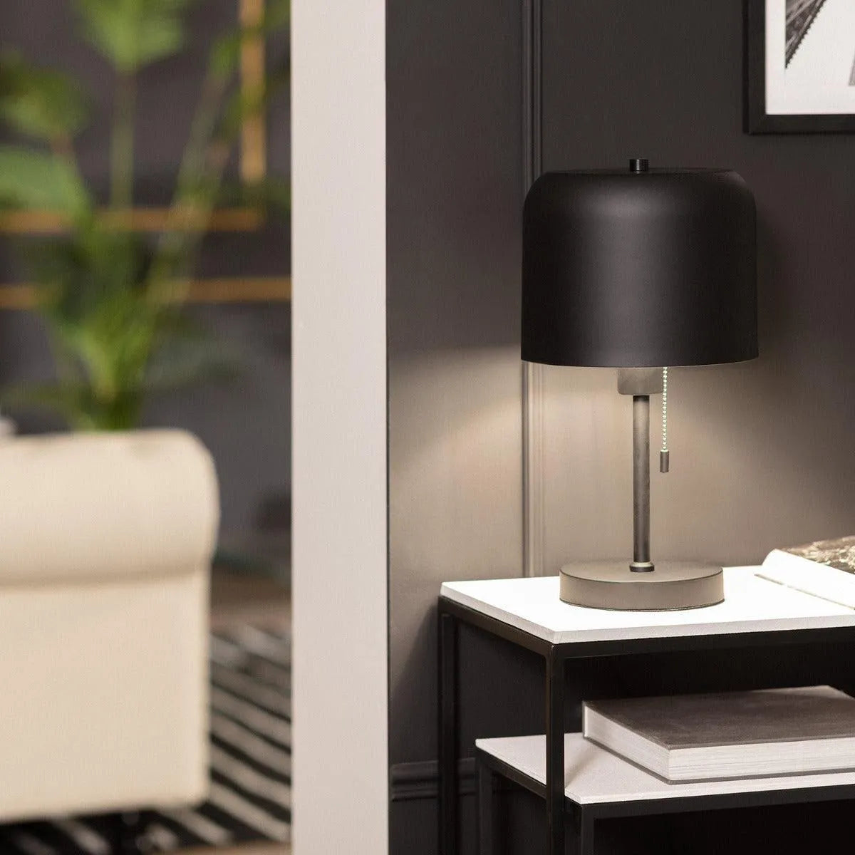 Tafellamp zwart e27 fitting met trekschakelaar