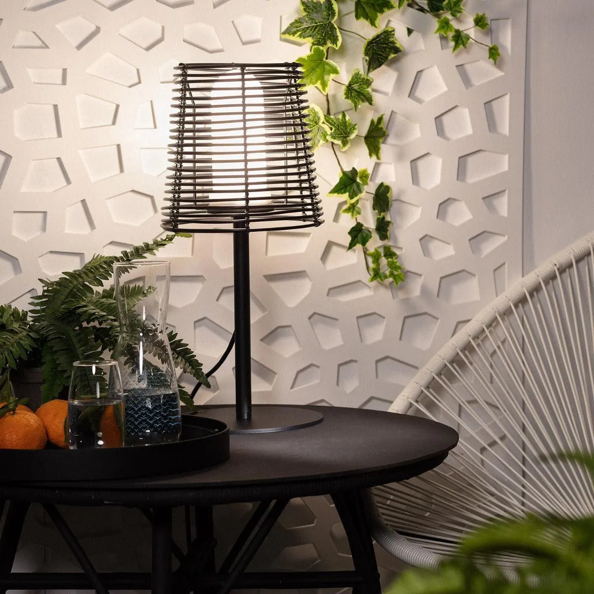 Tafellamp met stekker zwart e27 'Saha' buitenlamp E27 fitting IP44 530mm - FOIR