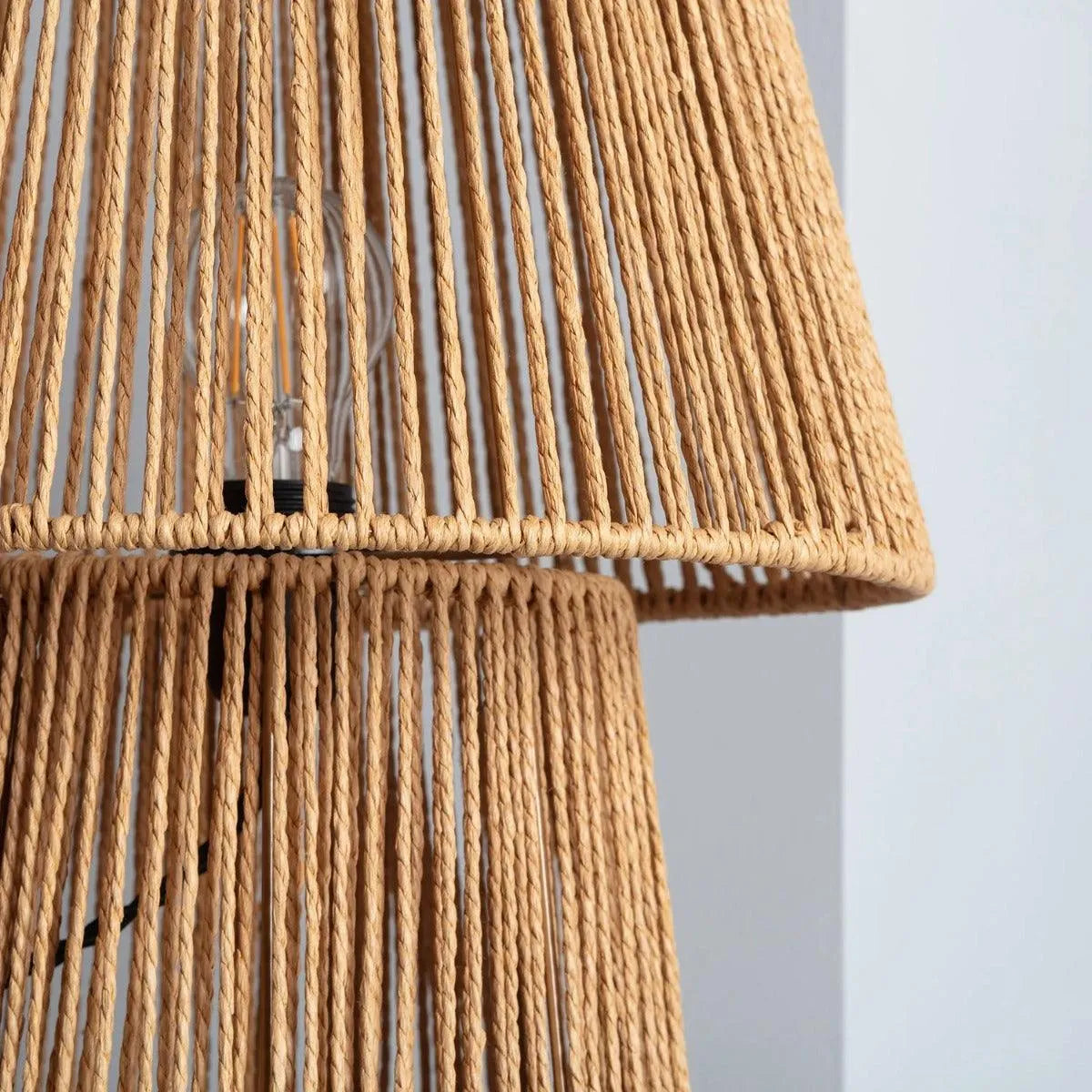 Tafellamp gevlochten papier met E27 fitting & schakelaar 'Ilan' 39 cm - FOIR