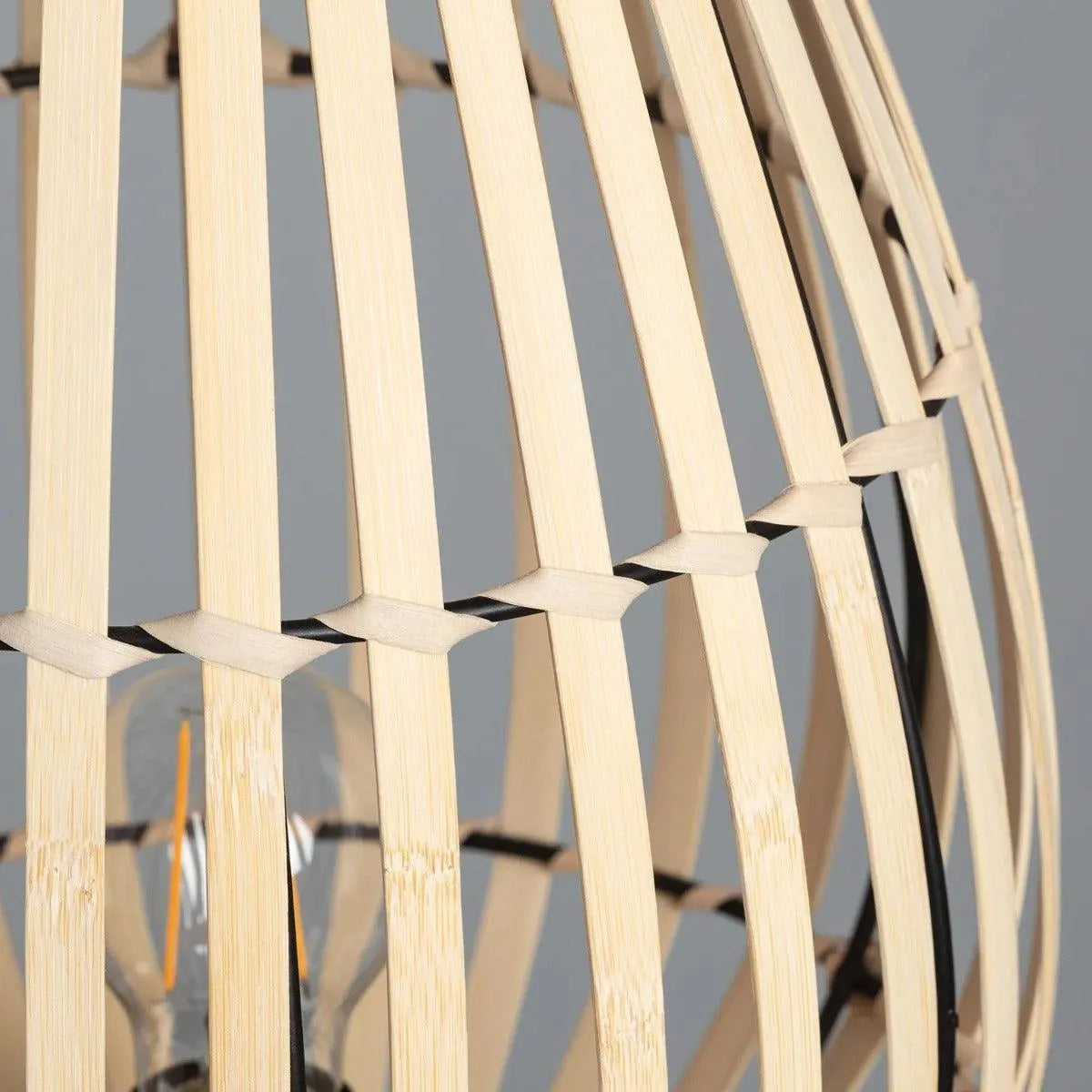 Bamboe tafellamp met E27 fitting stekker en schakelaar 'Arend' - FOIR